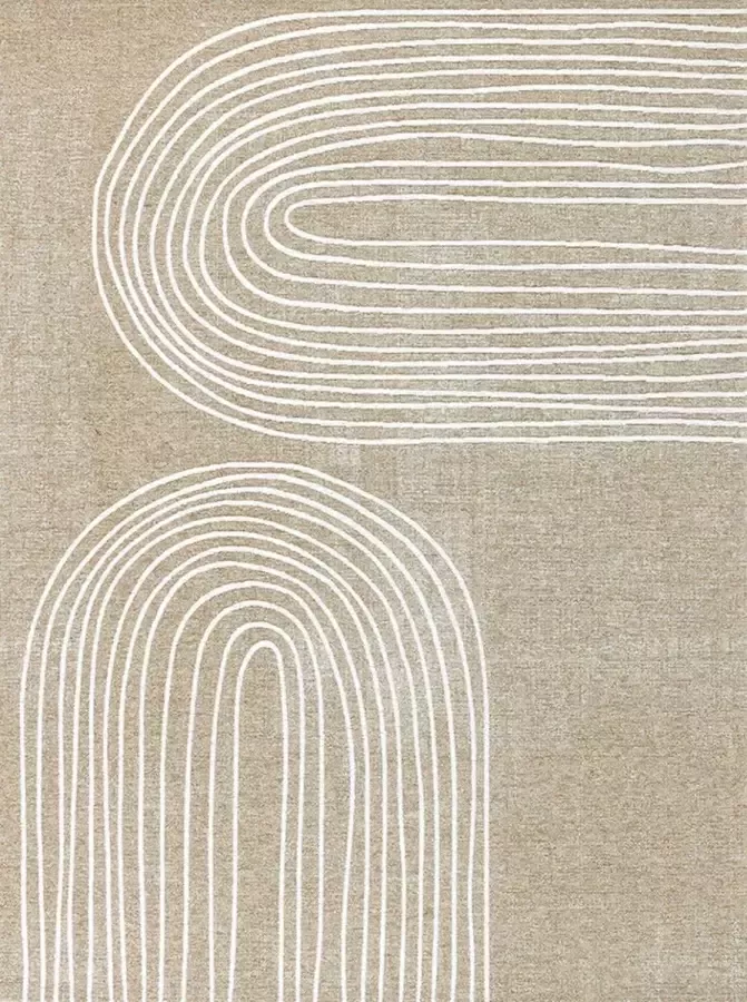 Acsento Curzo Natural Vloerkleed 200 x 300 cm Beige Rectangular Viscose Dining room Living room Geometric Bohemian Modern