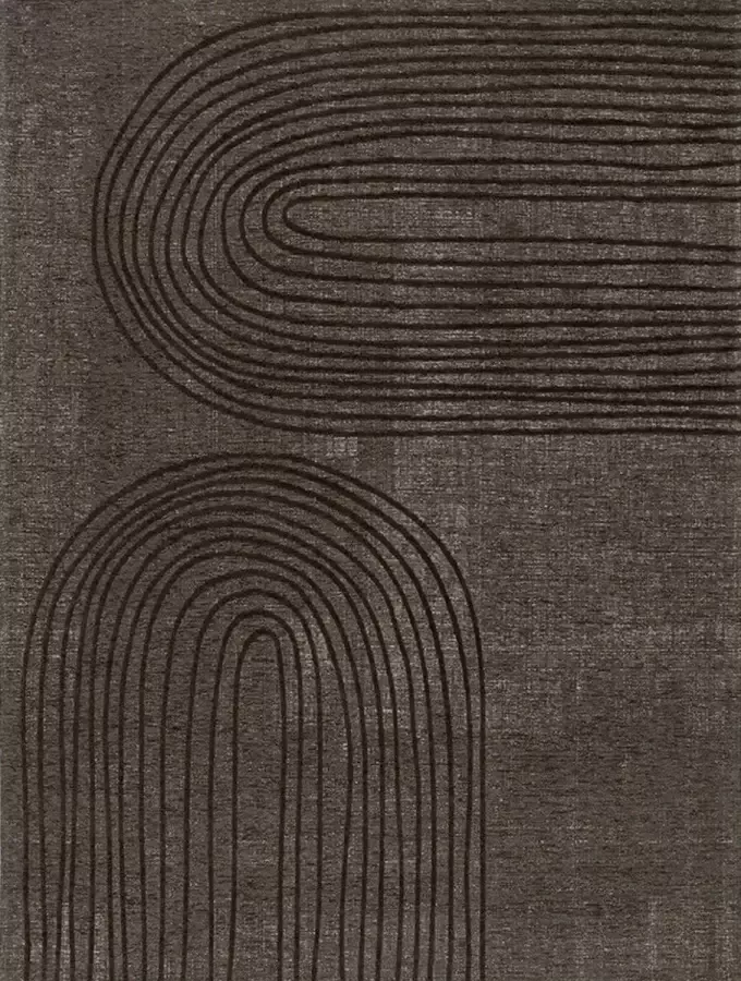 Acsento Curzo Taupe Vloerkleed 170 x 230 cm Taupe Rectangular Viscose Dining room Living room Geometric Modern