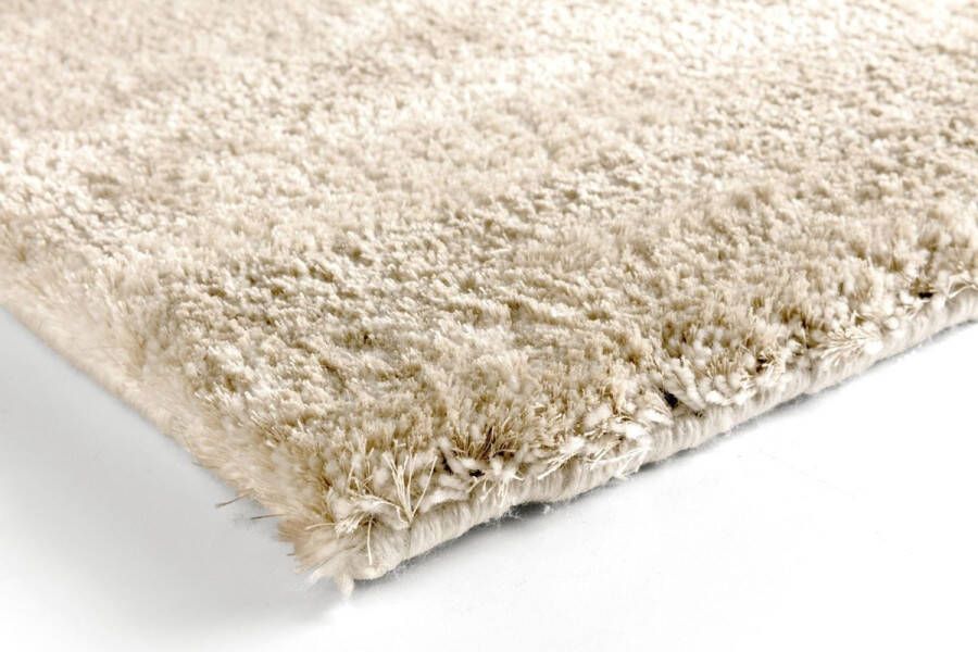 Acsento Kreta Cream Vloerkleed 240 x 340 cm Ivoor Rectangular Katoen Polyester PET Woonkamer Effen Shaggy Hoogpolig Boho Modern