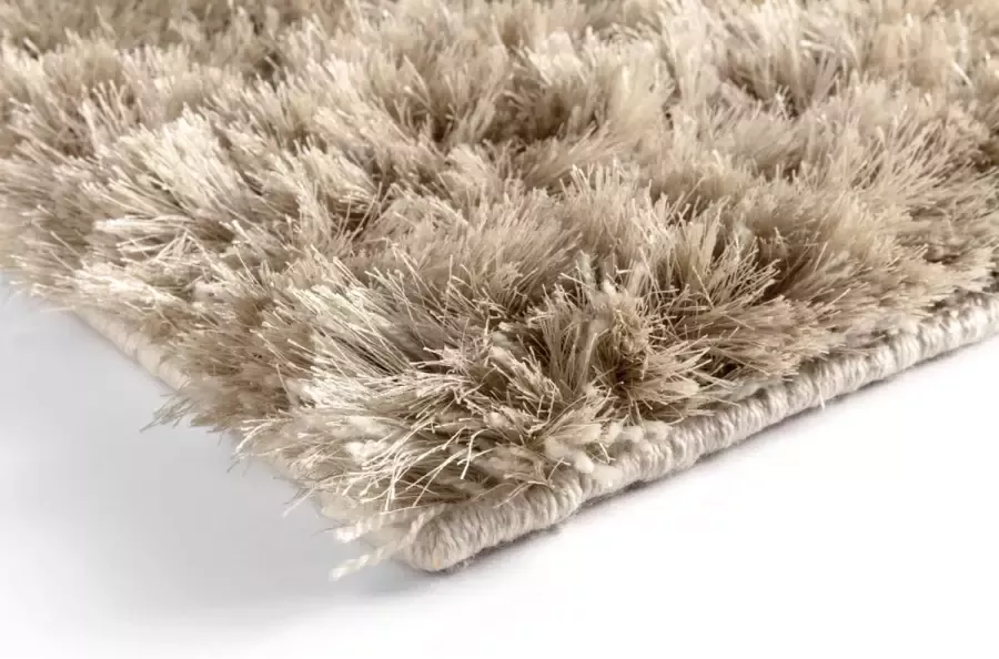 Acsento Pella Champagne Vloerkleed 240 x 340 cm Beige Rectangular Katoen Polyester PET Woonkamer Effen Shaggy Hoogpolig Boho Modern