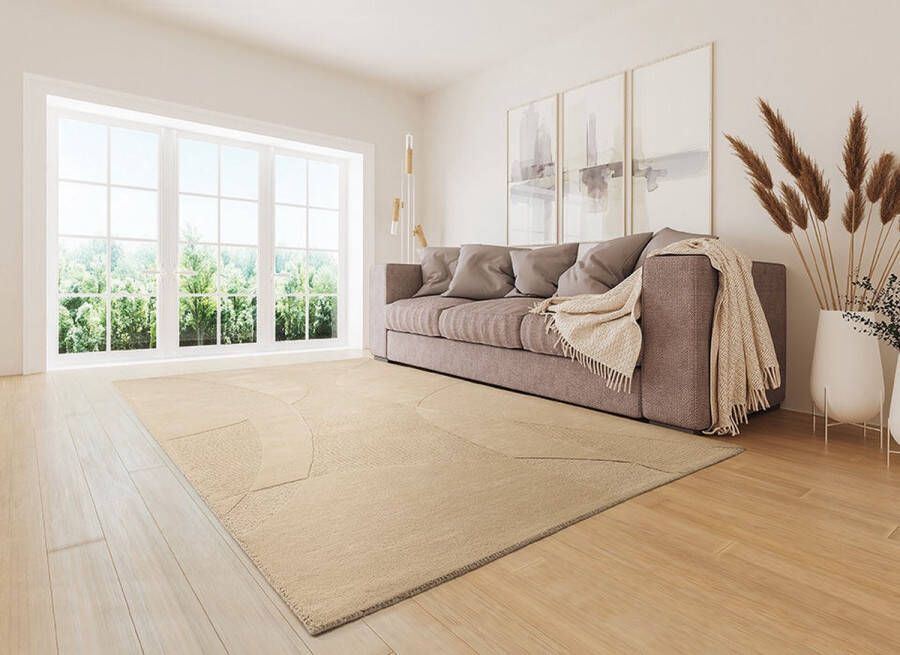 Acsento Piana Dark Beige Vloerkleed 240 x 340 cm Beige Rectangular Wool Dining room Living room Geometric Modern