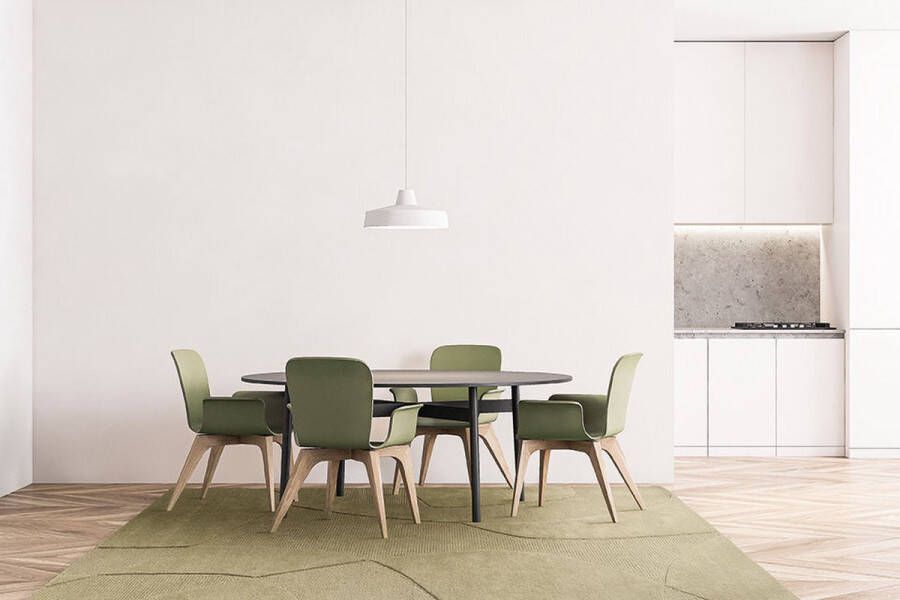 Acsento Piana Green Vloerkleed 160 x 230 cm Green Rectangular Wool Dining room Living room Geometric Modern