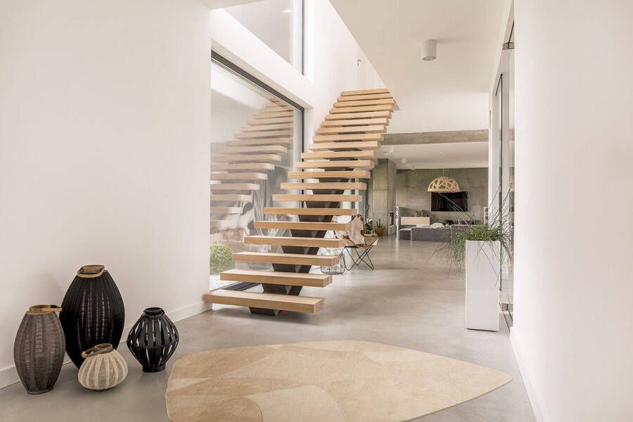 Acsento Piana Stone Dark Beige Vloerkleed 200 x 290 cm Beige Organic Wool Dining room Living room Geometric Modern