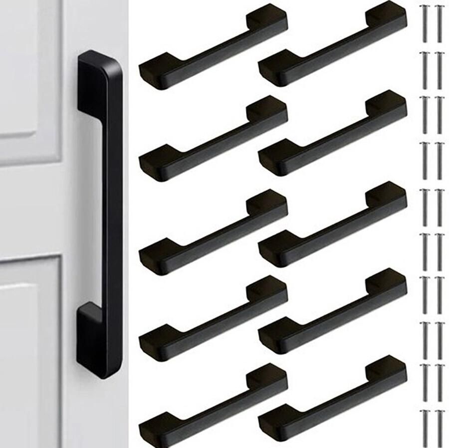 Actie4you Handgreep kast Handgrepen voor deurtjes Deurgreep Meubelgreep Handgreep Mat Zwart meubelgrepen handgreep keukenkastjes Meubelbeslag – inclusief schroeven – 10 stuks