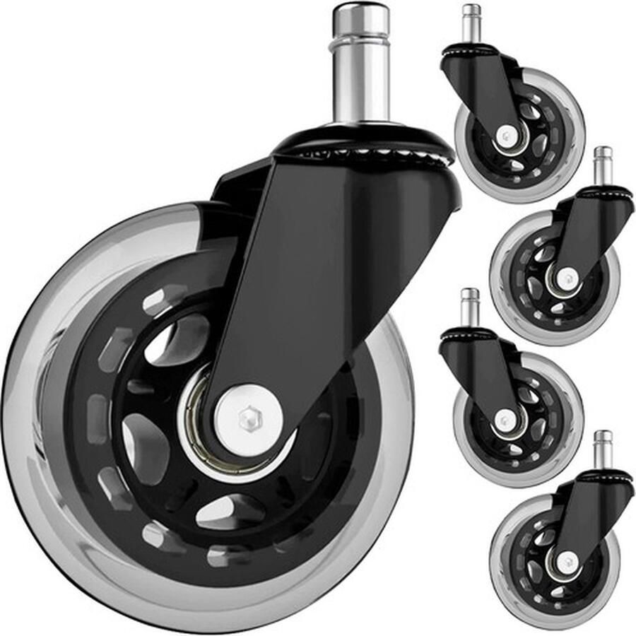 Actie4you Transparante Bureaustoel wieltjes – Diameter 11mm Zwenkwielen Bureaustoelwielen – Bureaustoel Wielen Wieltjes voor Stoelen Geschikt voor Harde Vloer Set van 5