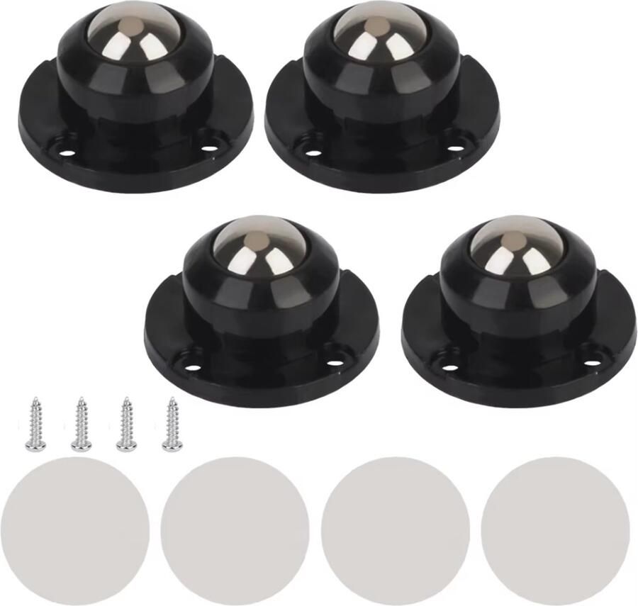 Actie4you Zelfklevende wielen Meubelwielen – Zwenkwielen – Universeel – 100KG Draagkracht Verschuiven van meubels Zwart (SET VAN 4)