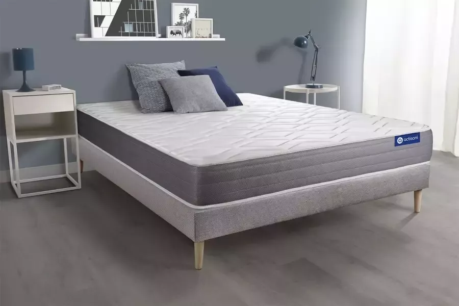 Actisom Complete boxspring met matras tweepersoons- Actiflex dream grijs Pocketveren en traagschuim 200 x 200 cm