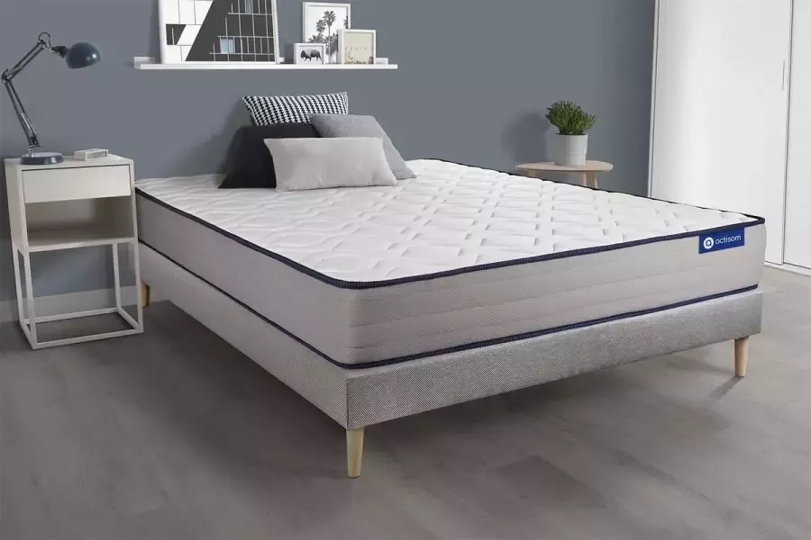 Actisom Complete boxspring met matras tweepersoons- Actiflex form grijs Pocketveren en traagschuim 140 x 190 cm