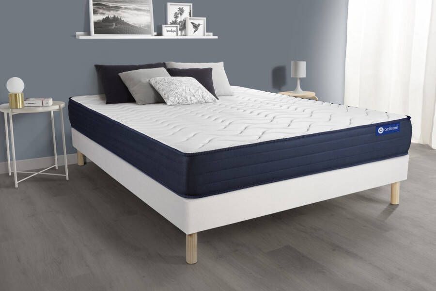 Actisom Complete boxspring met matras tweepersoons- Actiflex life wit Pocketveren en traagschuim 160 x 220 cm