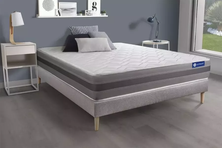 Actisom Complete boxspring met matras tweepersoons- Actiflex relax grijs Pocketveren en traagschuim 140 x 210 cm