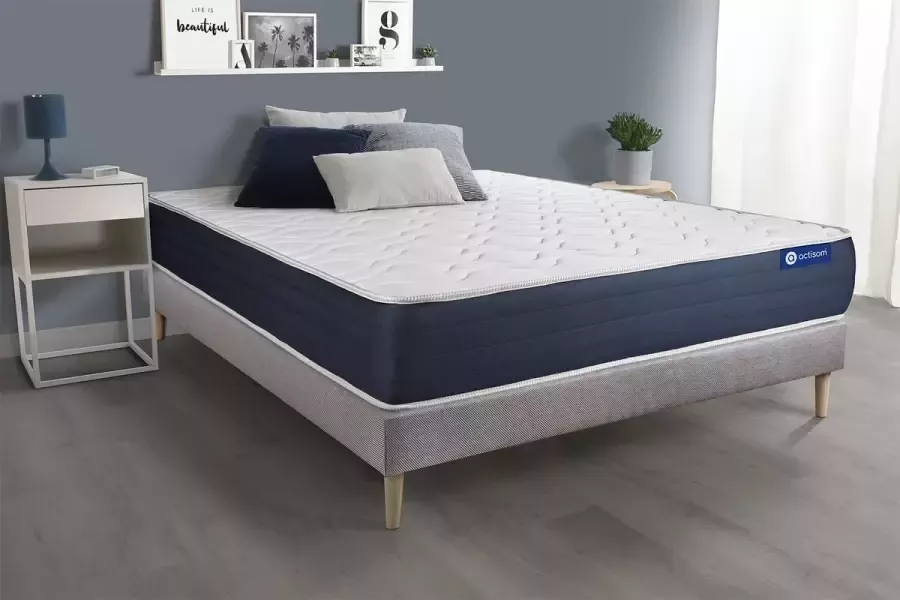 Actisom Complete boxspring met matras tweepersoons- Actiflex sleep grijs Pocketveren en traagschuim 120 x 200 cm