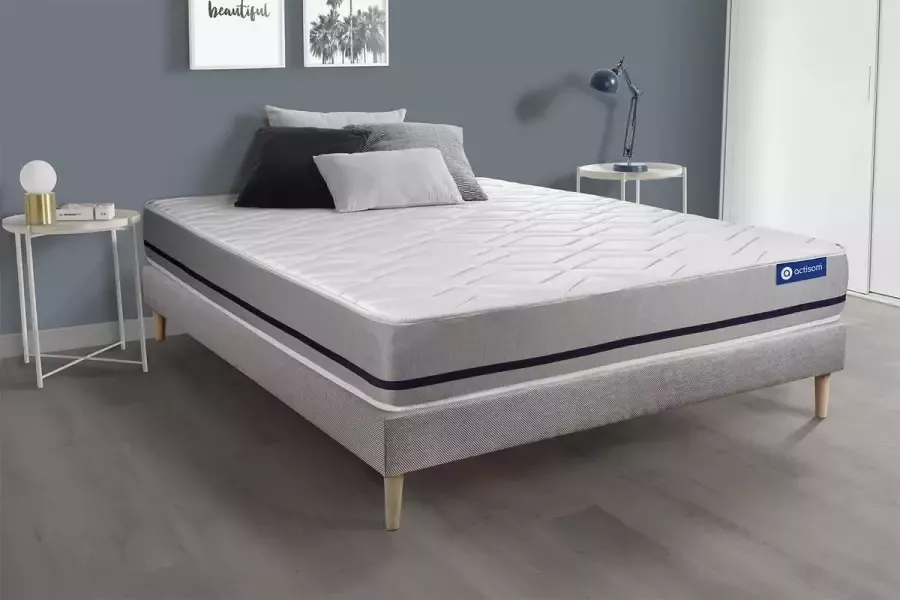 Actisom Complete boxspring met matras tweepersoons- Actiflex soft grijs Pocketveren 180 x 220 cm