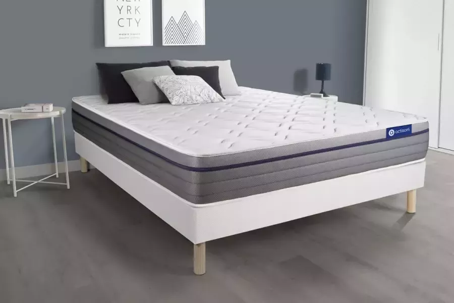 Actisom Complete boxspring met matras tweepersoons- Actiflex zen wit Pocketveren en traagschuim 120 x 210 cm