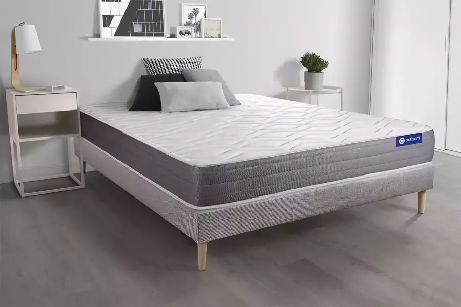 Actisom Complete boxspring met matras tweepersoons- Actilatex dream grijs Latex en traagschuim 120 x 220 cm