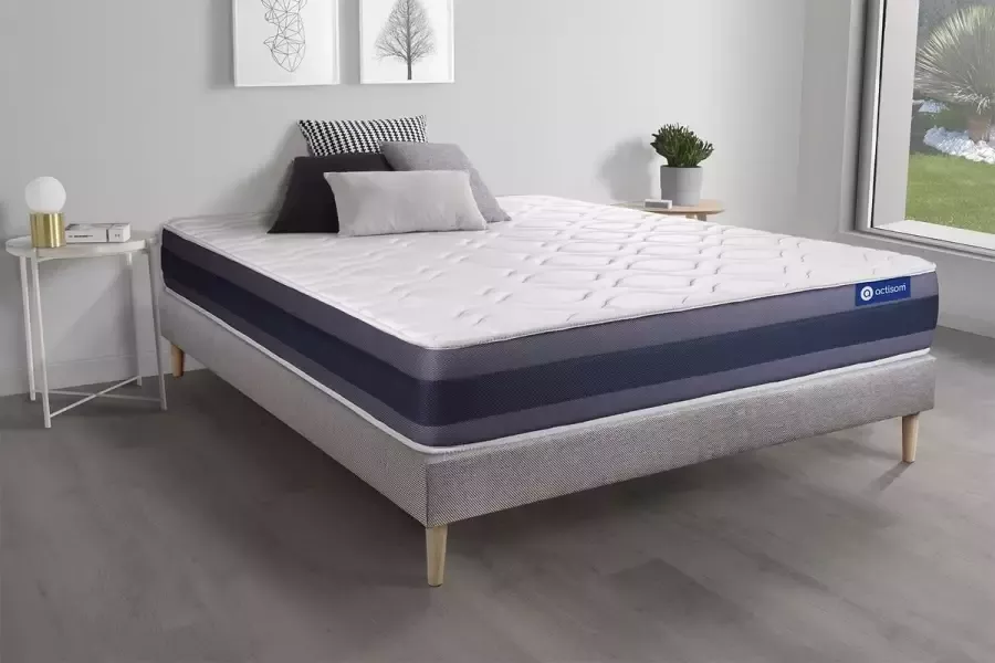 Actisom Complete boxspring met matras tweepersoons- Actilatex morpho grijs Latex en traagschuim 180 x 220 cm