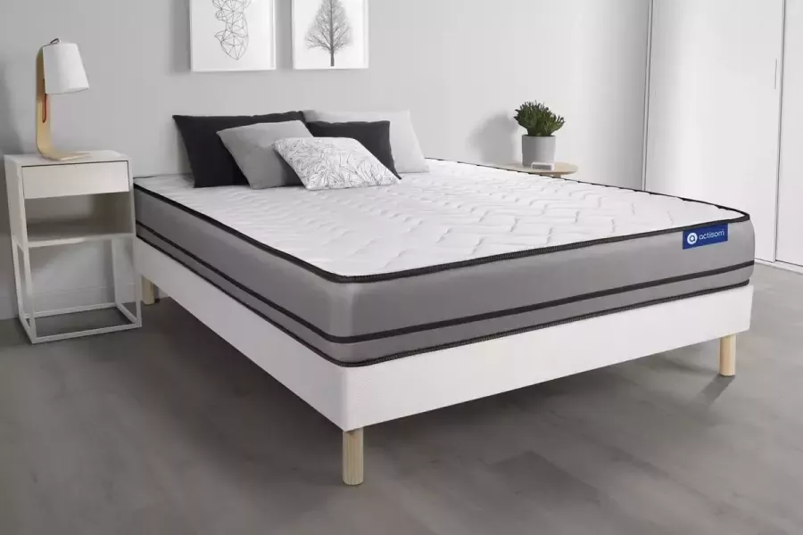 Actisom Complete boxspring met matras tweepersoons- Actilatex night wit Latex en traagschuim 120 x 195 cm