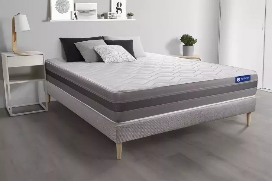 Actisom Complete boxspring met matras tweepersoons- Actilatex relax grijs Latex en traagschuim 120 x 220 cm