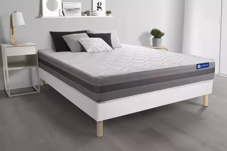 Actisom Complete boxspring met matras tweepersoons- Actilatex relax wit Latex en traagschuim 160 x 210 cm