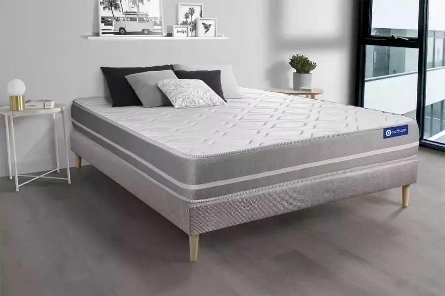 Actisom Complete boxspring met matras tweepersoons- Actilatex touch grijs Latex en traagschuim 200 x 200 cm