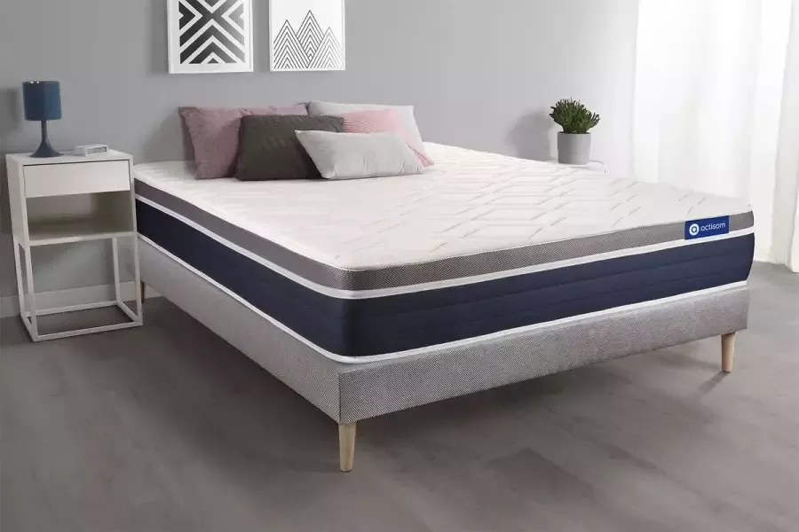 Actisom Complete boxspring met matras tweepersoons- Actimemo confort grijs Traagschuim 160 x 210 cm