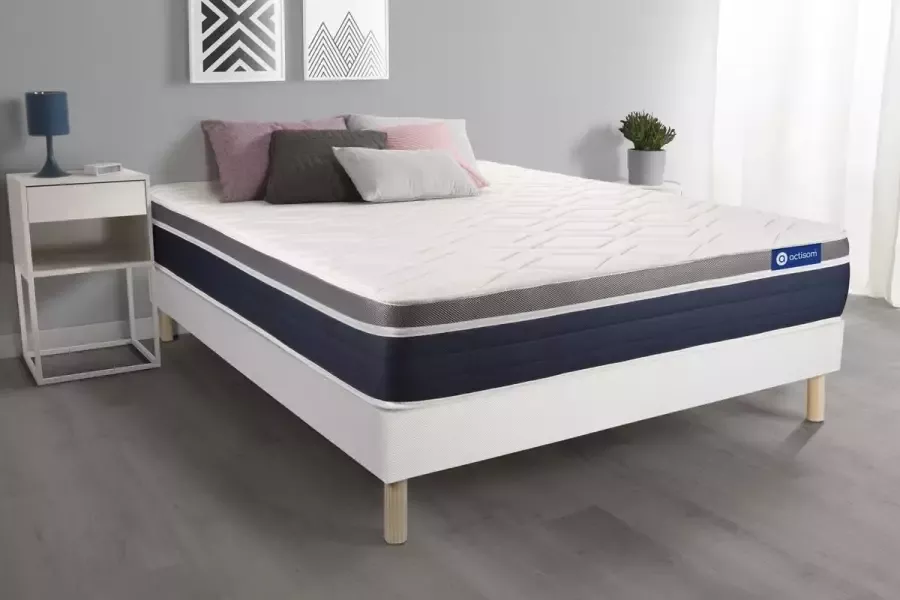 Actisom Complete boxspring met matras tweepersoons- Actimemo confort wit Traagschuim 180 x 200 cm