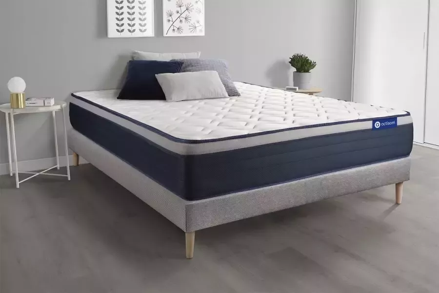 Actisom Complete boxspring met matras tweepersoons- Actimemo max grijs Traagschuim 120 x 210 cm