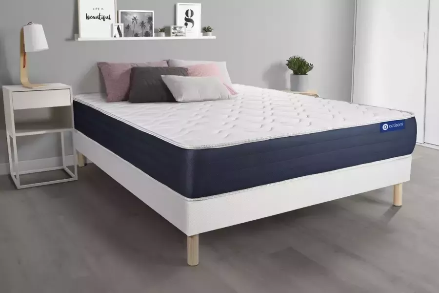 Actisom Complete boxspring met matras tweepersoons- Actimemo sleep wit Traagschuim 140 x 200 cm