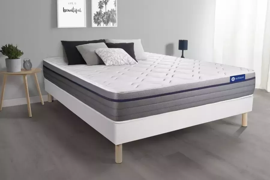 Actisom Complete boxspring met matras tweepersoons- Actimemo zen wit Traagschuim 160 x 220 cm