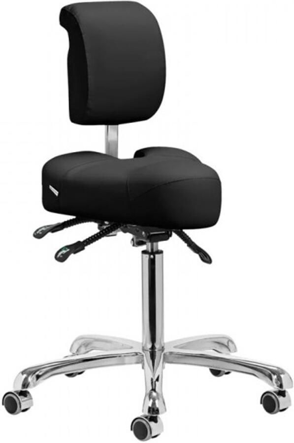 Activeshop Giovanni Ergonomische Podologie Cosmetische Zadelkruk Met Rugleuning Kapperskruk Pedicure Schoonheidsspecialist Zwart