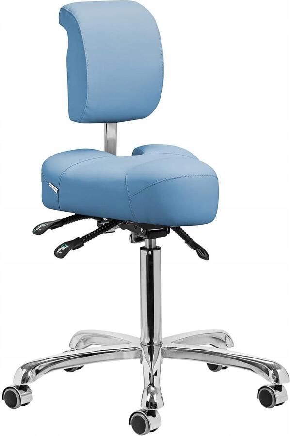 Activeshop Giovanni Ergonomische Podologie Cosmetische Zadelkruk Met Rugleuning Kapperskruk Pedicure Schoonheidsspecialist Blauw