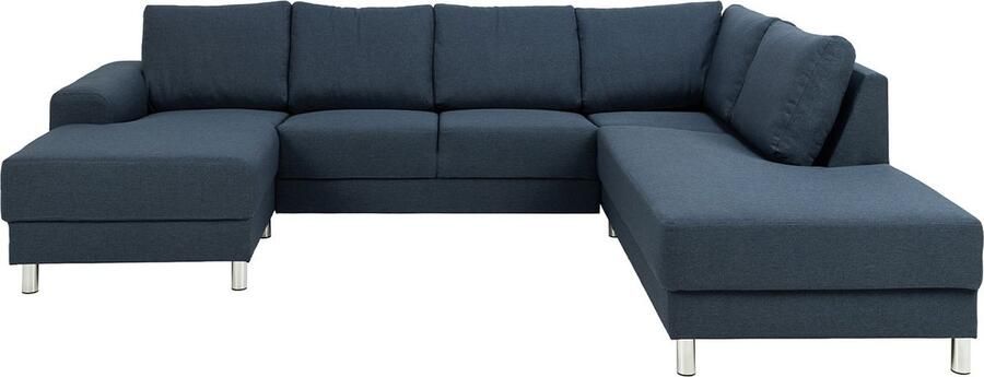 Hioshop Calverton hoekbank chaise longue links gericht donkerblauw.