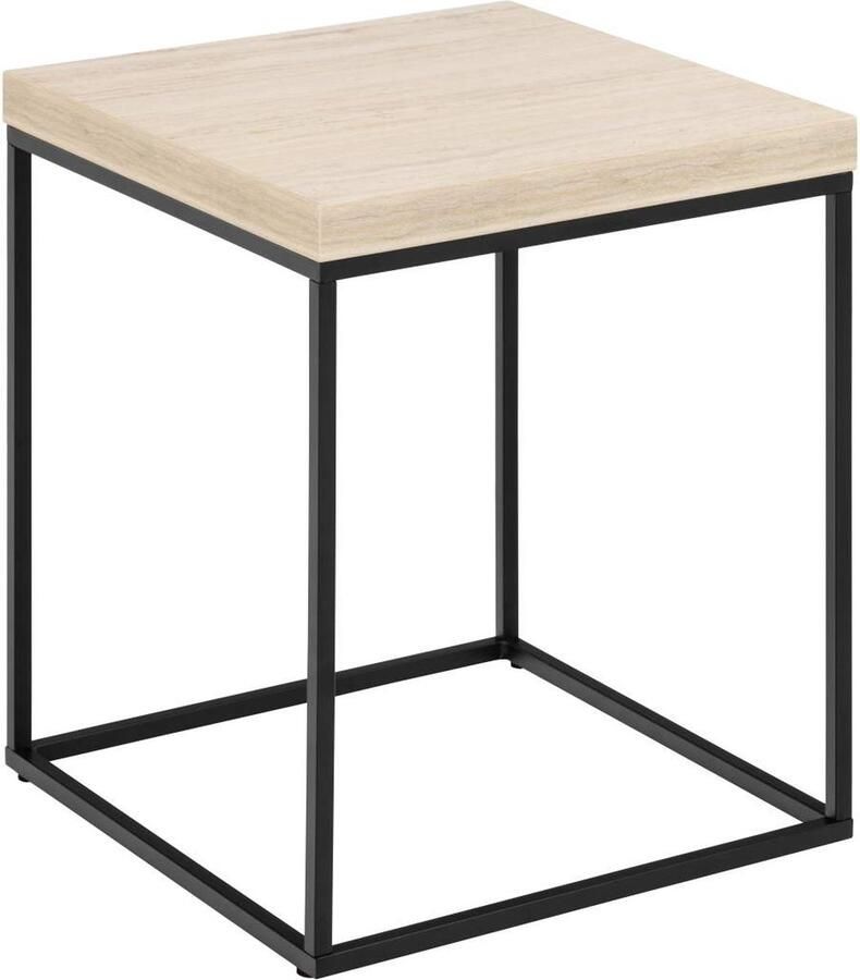 Bendt Bijzettafel Maresa Travertine look 40 x 40cm Beige Vierkant