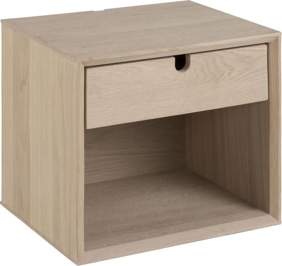 Hioshop Cent nachtkastje in gefineerd eiken met 1 lade . - Foto 1