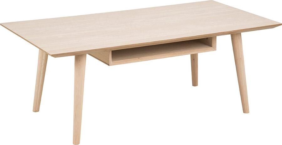 Hioshop Cent salontafel met 1 plank eiken geloogd wit 115x60x42 cm.