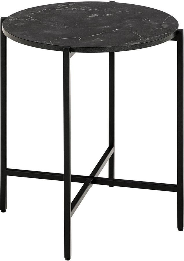 Bendt Ronde Bijzettafel Natally Marmerlook 40cm Zwart