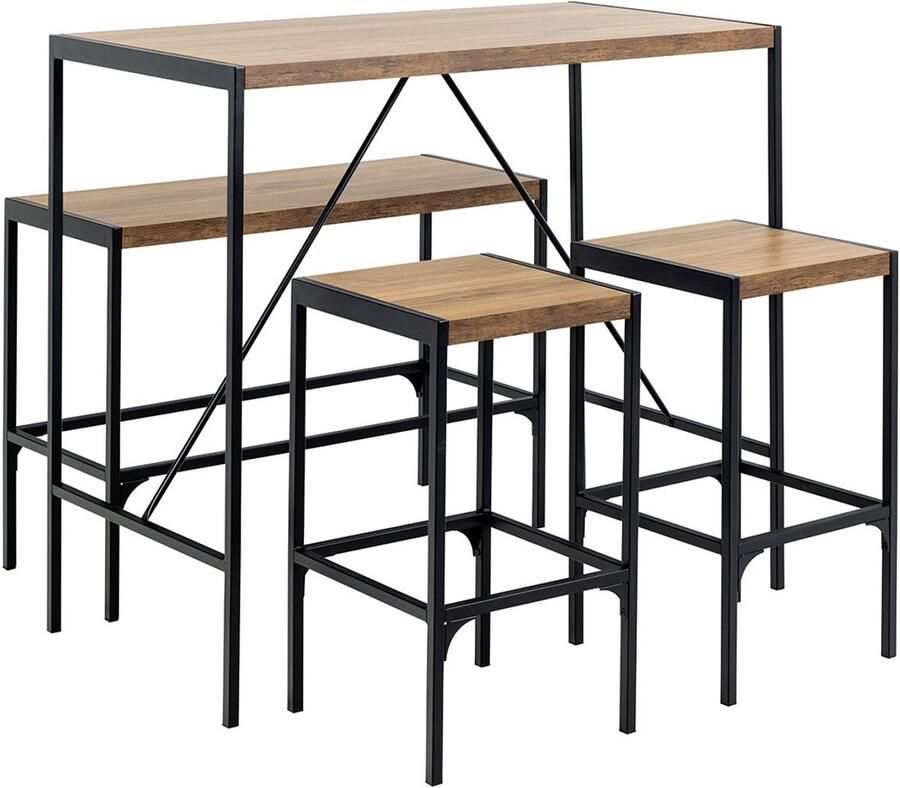 Bendt Bartafel set Deryk Eikenlook Met 2 barstoelen en bankje Naturel - Foto 2