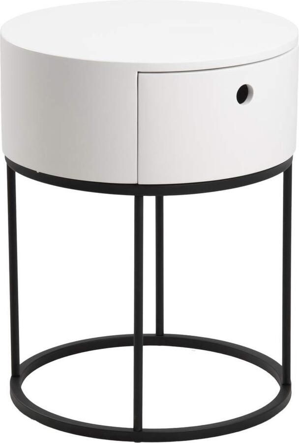 Giga Living Nachtkastje Marco Wit MDF Rond 40x40x51cm - Foto 3