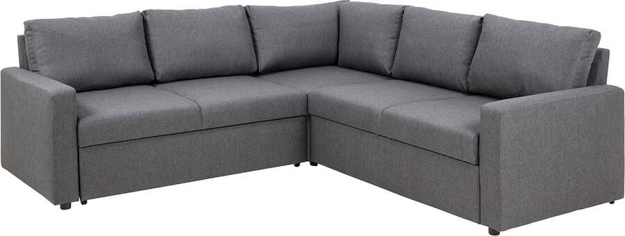 Hioshop Sacramento hoekbank verborgen opslag en uitschuifbaar bed grijs.