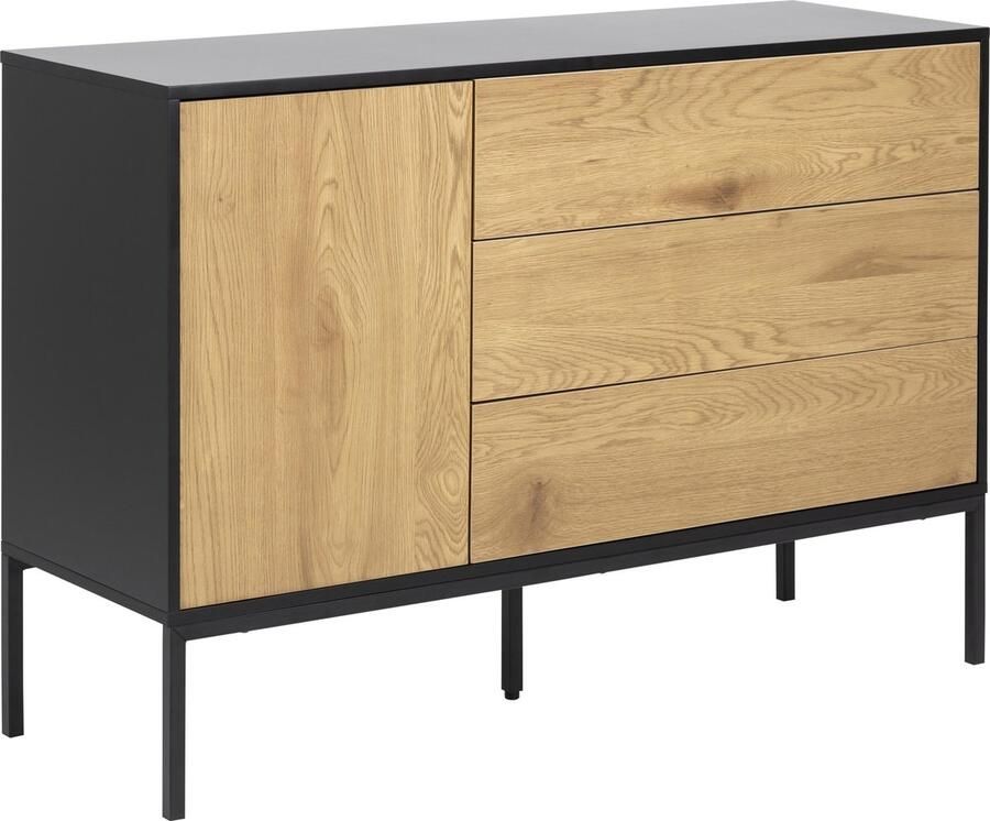 Hioshop Sea dressoir 1 deur en 3 lades zwart.