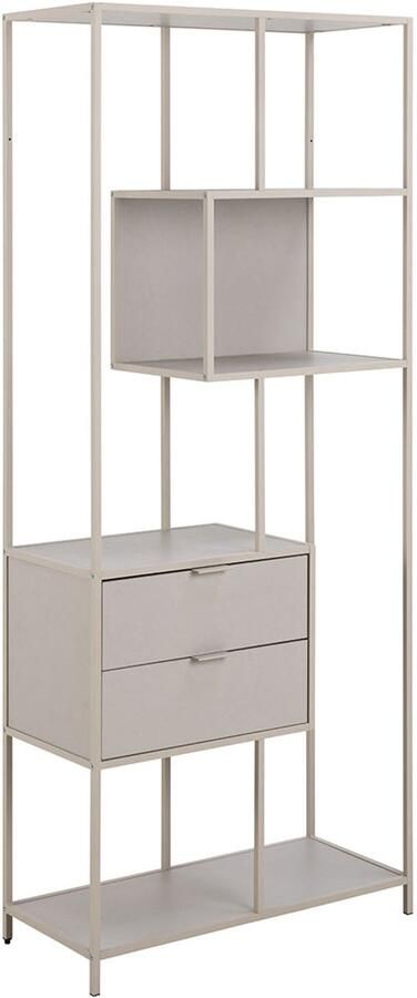Giga Living Boekenkast Varven Melamine Grijs Met Lades 185cm - Foto 4