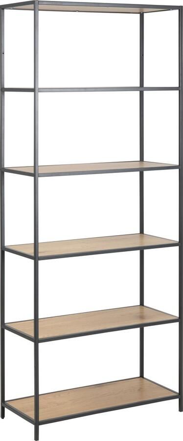 Hioshop Sea wandkast 4 planken eik zwart.