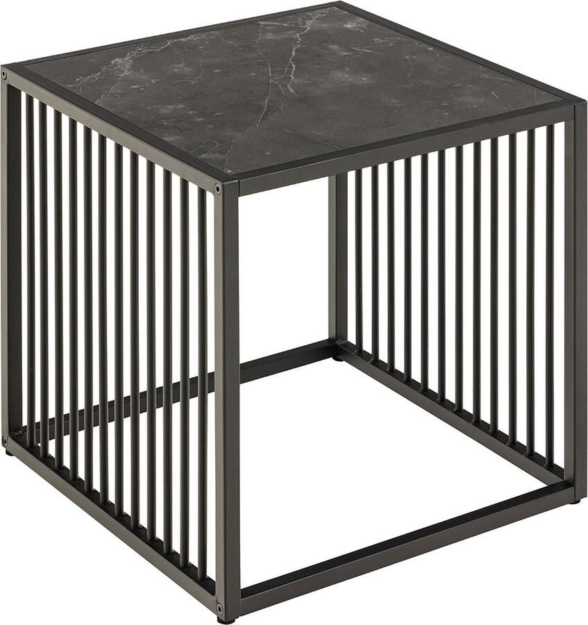 Bendt Bijzettafel Esme Marmerlook 40 x 40cm Zwart Vierkant