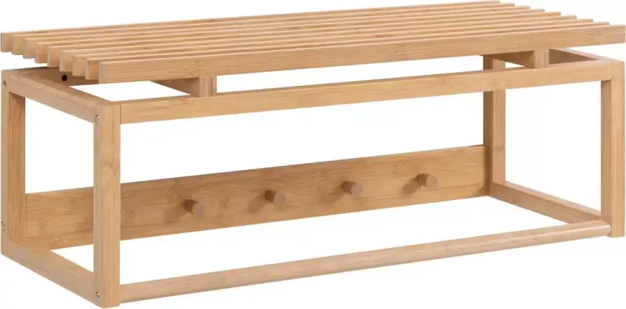 Emob Wandkapstok Bay 80cm met roede en hoedenplank bamboe