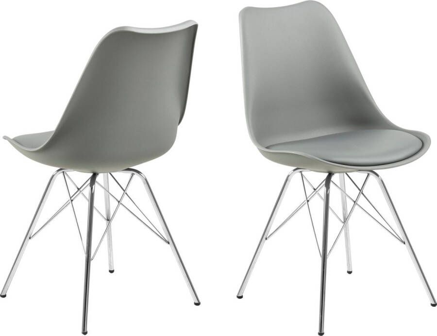 Giga Living Eetkamerstoel Tiel Grijs PU Leer Zithoogte 49cm Set van 4 - Foto 2