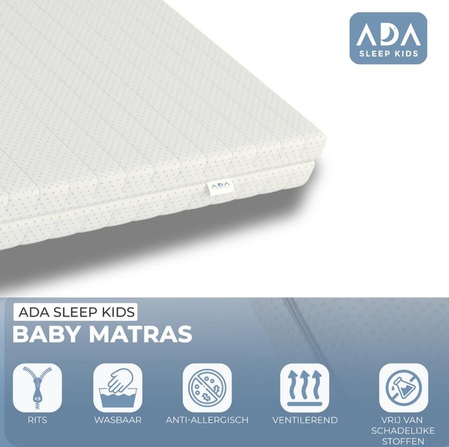 Ada Sleep Kids Ada Sleep Kids matras 90x200 cm Koudschuim 14 cm dik Organic cotton Afritsbaar Ademend en comfortabel