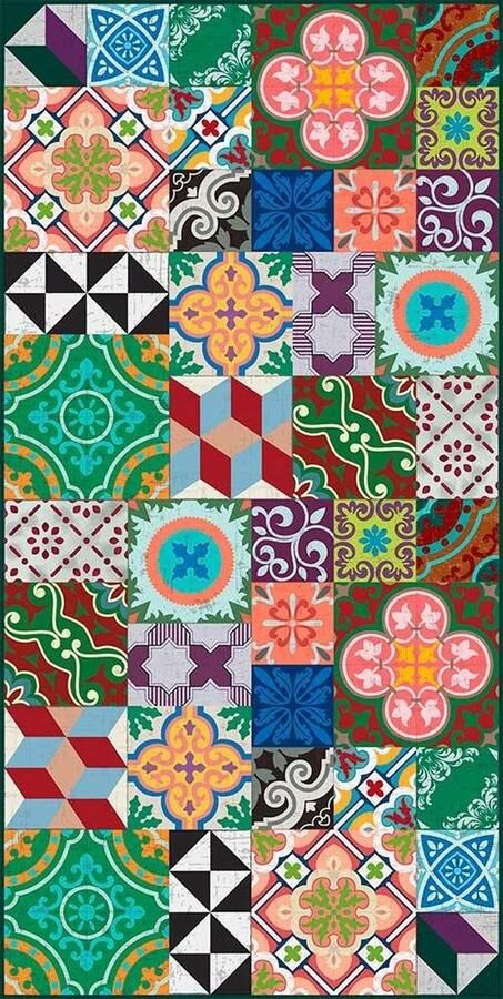 Adama alma Vloermat kleed voor buiten en binnen Zwart wit en kleur 60 x 120 CM. VAN ADAMA-ALMA Tafelloper outdoor