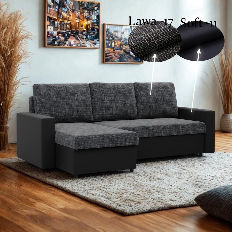 Adams Group Hoekbank LUNA Universeel --- Slaapbank met 2 X opbergruimte Links of Rechts Direct Leverbaar Zetel met slaapgedeelte 3 zits---Lawa17-Soft11 - Foto 2