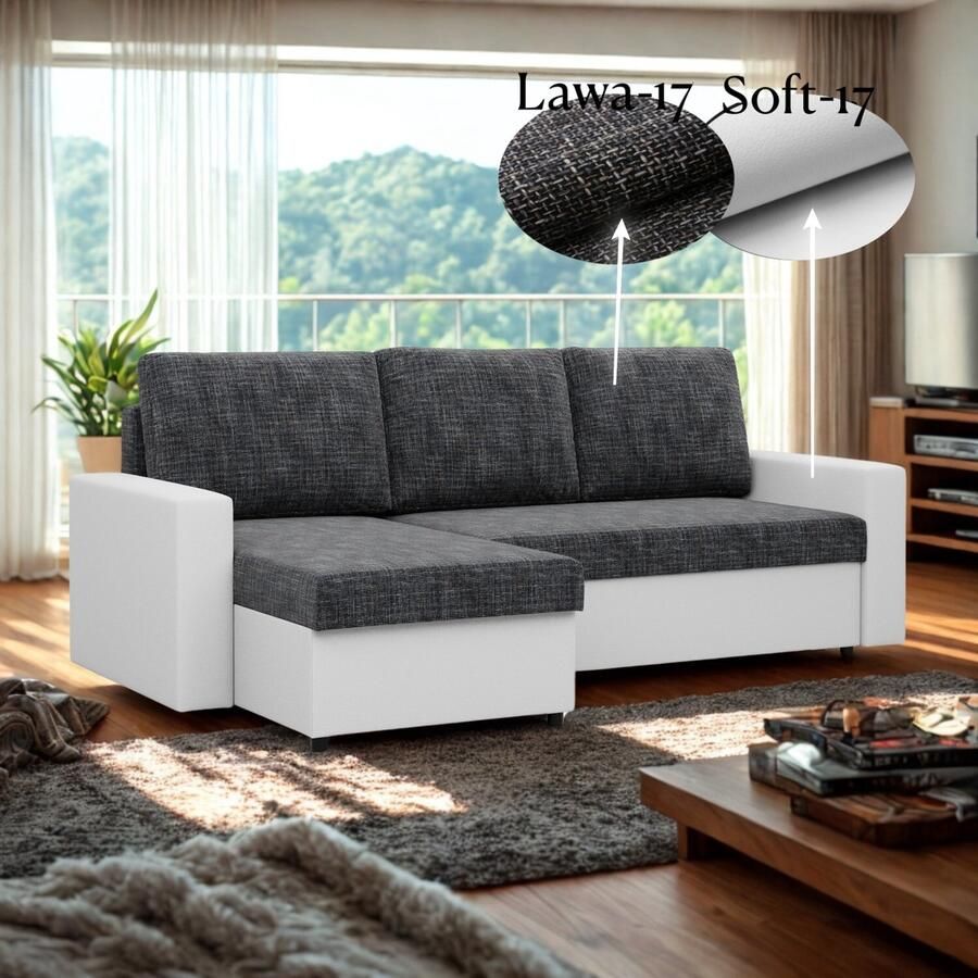 Adams Group Hoekbank LUNA Universeel --- Slaapbank met 2 X opbergruimte Links of Rechts Direct Leverbaar Zetel met slaapgedeelte 3 zits---Lawa17-Soft17 - Foto 2