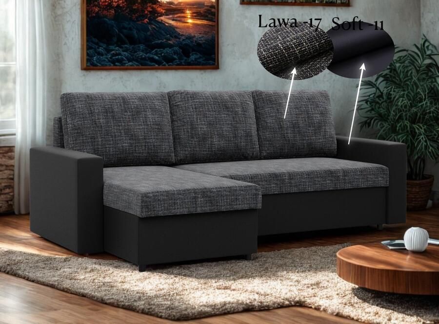 Adams Group Hoekbank LUNA Universeel --- Slaapbank met 2 X opbergruimte Links of Rechts Direct Leverbaar Zetel met slaapgedeelte 3 zits---Lawa17-Soft11