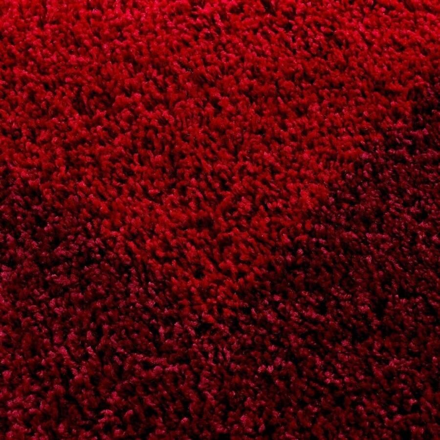 Adana Carpets Hoogpolig vloerkleed met randafwerking rode kleur geschikt voor de woonkamer met jute achterkant rond formaat: 160 cm - Foto 3